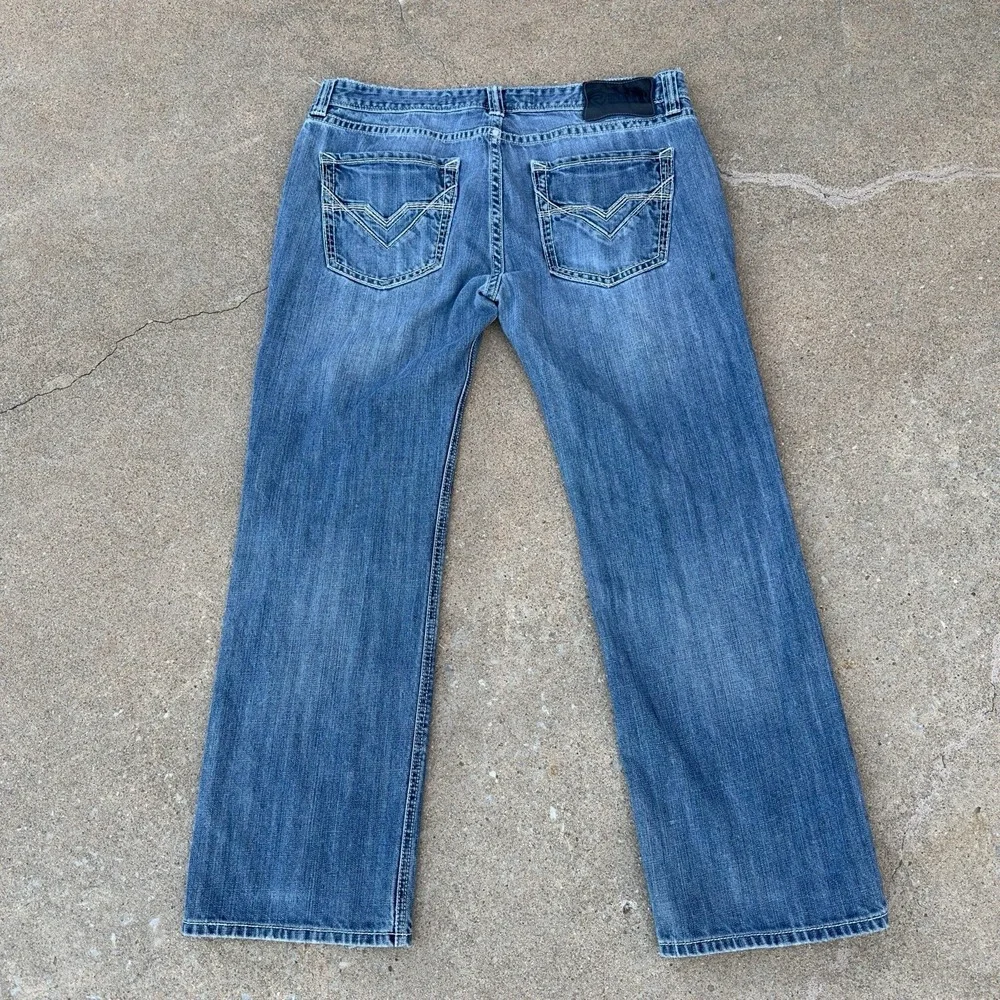 Rock & Roll Pistol Straight‎ Regular Jeans Men's 38x32 Thick Stitch Cowboy Denim